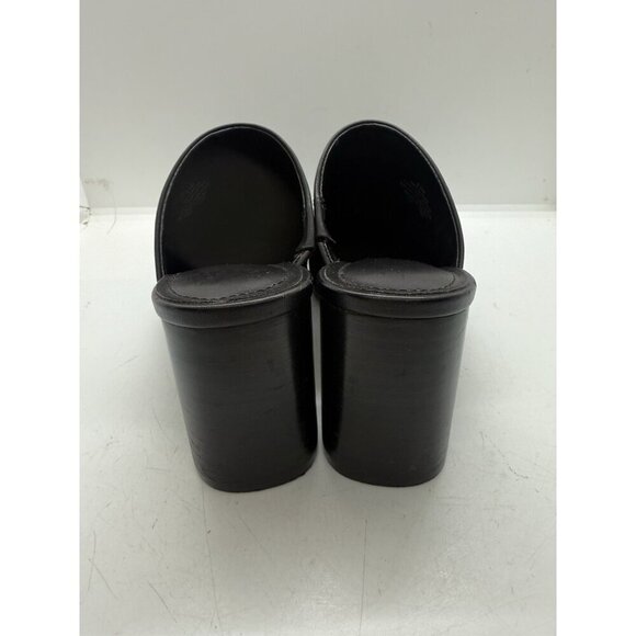 Mark Fisher Square Toe Mule Clog Womens Sz 6.5 Black Leather Chunky Heel Slip On - Picture 4 of 10